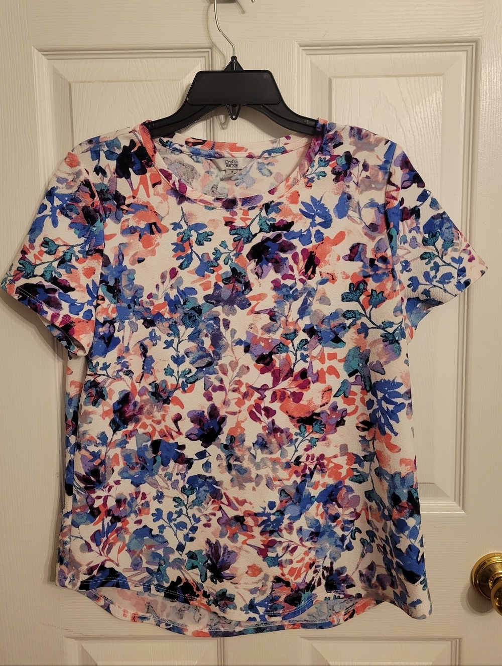 croft & barrow Multicolor Floral Short Sleeve Tee - Blue, Purple, Pink